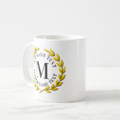 イニシャル名または文字金ゴールドリースの追加M N O P コーヒーマグカップ (正面左)