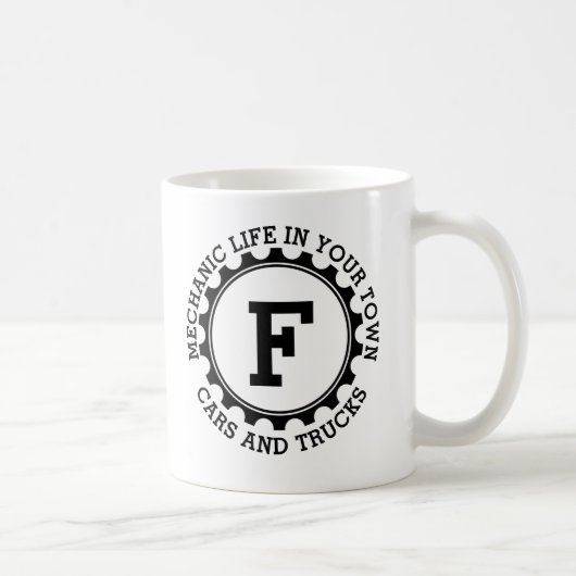 イニシャル名または独自の文字整備士の追加E F G H コーヒーマグカップ (右)