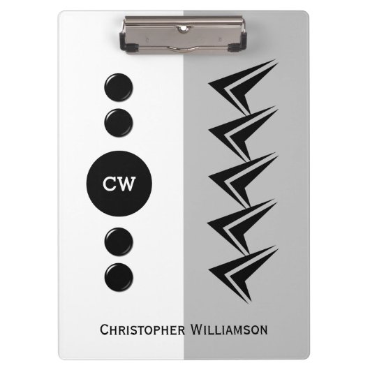 イニシャル名を白と灰色に追加 クリップボード (正面)