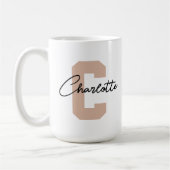 イニシャル名入れマグ、母の日ギフト、カスタム名 コーヒーマグカップ (左)