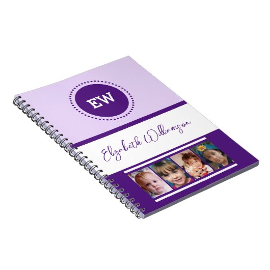 イニシャル名4枚の写真を白い紫で追加 ノートブック (右側)