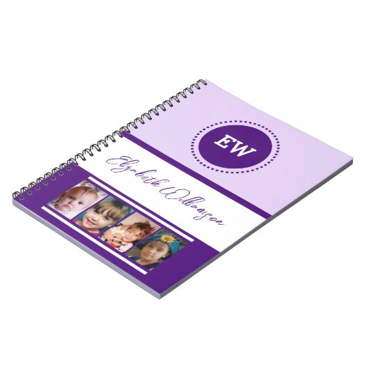 イニシャル名4枚の写真を白い紫で追加 ノートブック (左側)