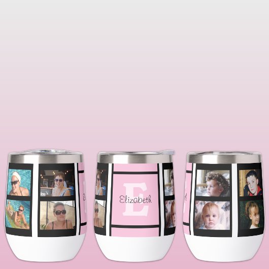 イニシャル名8枚の写真をピンクと黒に追加