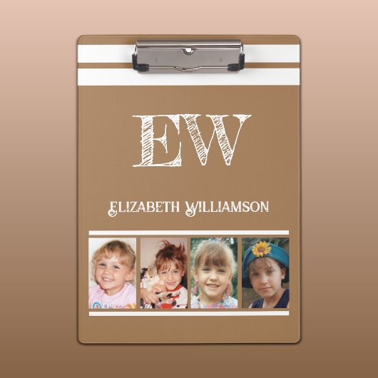 イニシャル名8枚の写真を茶色の白に追加 クリップボード
