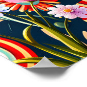 イニシャル名 |カラフル抽象芸術の花葉と ポスター (角)