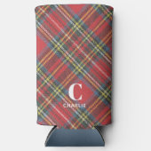 イニシャル名、スチュアートタータンチェックプレイド スリム缶クーラー (正面)