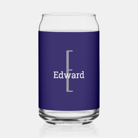 イニシャル名 | ダークネイビーブルー飲料缶ガラス ガラス缶 (正面)