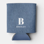 イニシャル名、ライトブルーデニムプリント12oz 缶クーラー (正面)
