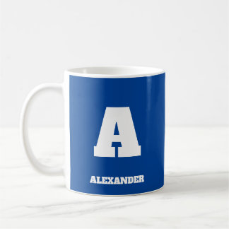 イニシャル名Mug For Him Blue Big Letter コーヒーマグカップ