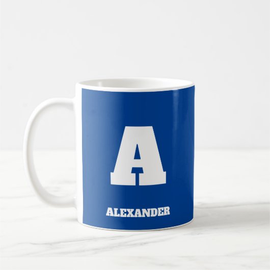 イニシャル名Mug For Him Blue Big Letter コーヒーマグカップ (左)