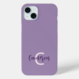 イニシャル名Steady 無地の Violet iPhone 15 Miniケース