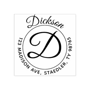 イニシャル姓ラウンドアドレススタンプモノグラム ラバースタンプ