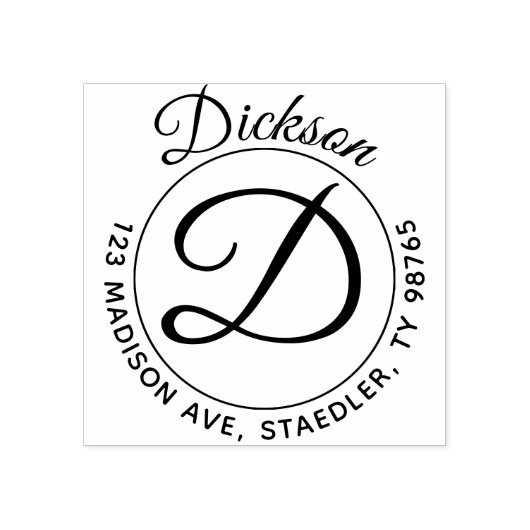 イニシャル姓ラウンドアドレススタンプモノグラム ラバースタンプ (インプリント)