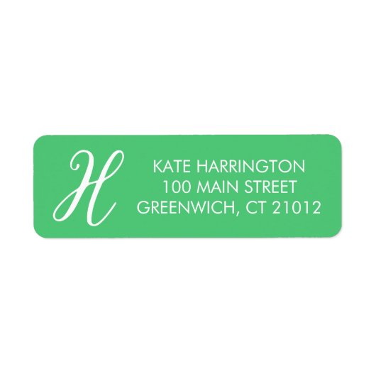 イニシャル差出人住所ラベルインケリーグリーン ラベル (正面)
