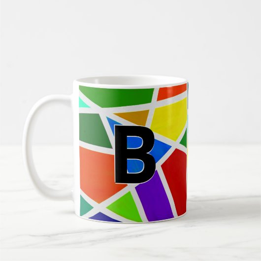 イニシャル幾何三角形の変更A B C D E コーヒーマグカップ (左)