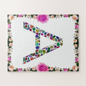 イニシャル手紙Aと宝石フローラモノグラム ジグソーパズル (横)