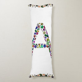 イニシャル手紙Aと宝石フローラモノグラム ボディピロー