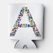 イニシャル手紙Aと宝石フローラモノグラム 缶クーラー (正面)