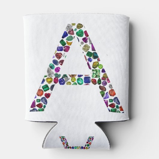 イニシャル手紙Aと宝石フローラモノグラム 缶クーラー (裏面)