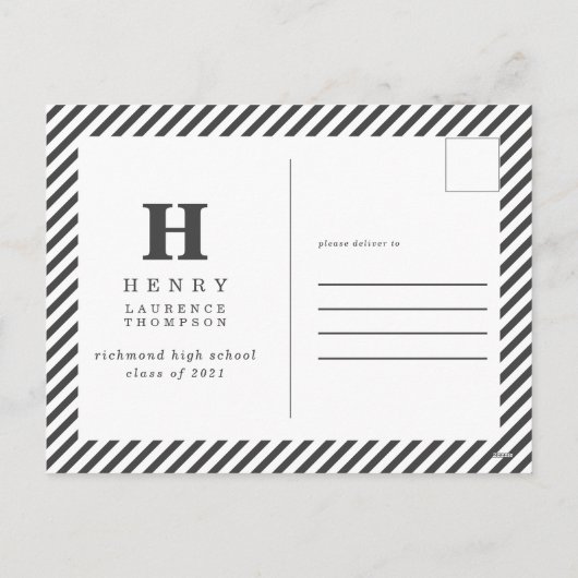 イニシャル数々の写真の卒業発表 シーズンポストカード (裏面)