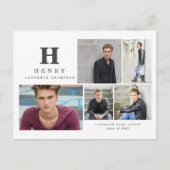 イニシャル数々の写真の卒業発表 シーズンポストカード (正面)