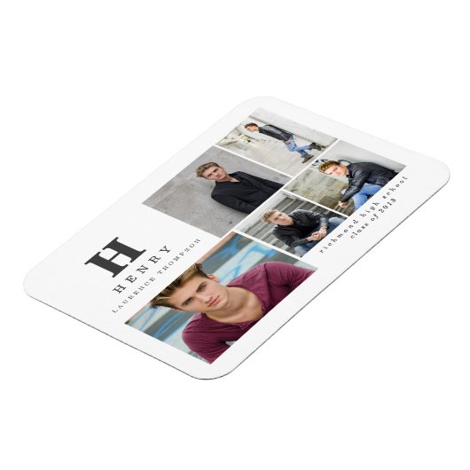 イニシャル数々の写真の卒業発表 マグネット (左側)