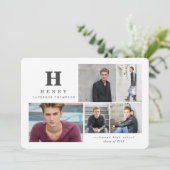 イニシャル数々の写真モダン白黒 案内状 (スタンド正面)