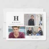 イニシャル数々の写真モダン白黒 案内状 (正面)