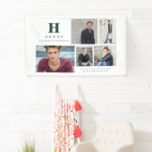 イニシャル数々の写真大学院発表グリーン 横断幕 (インサイチュ)