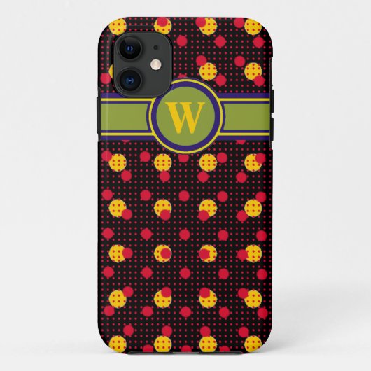 イニシャル文字を追加する水玉模様 Case-Mate iPhoneケース (裏面)