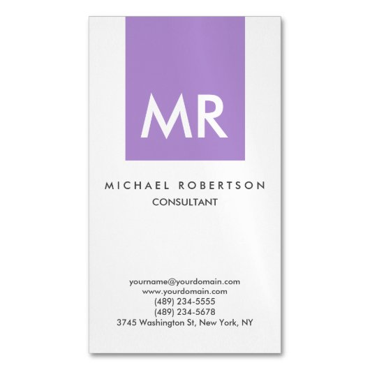 イニシャル文字モノグラムエレガントユニーク マグネット名刺 (正面縦)