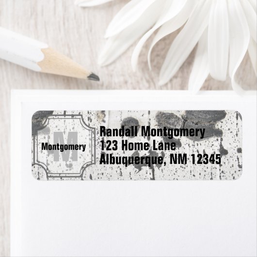 イニシャル文字モノグラム |白《植物》アスペン樹皮 ラベル (インサイチュ)