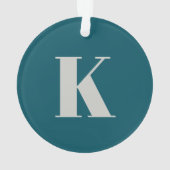 イニシャル文字 |ティール（緑がかった色）モノグラムモダンスタイリッシュカッコいい オーナメント (裏面)