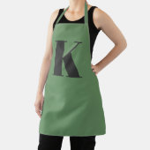 イニシャル文字 |モノグラムモダントレンディーセージ緑 エプロン (インサイチュ)