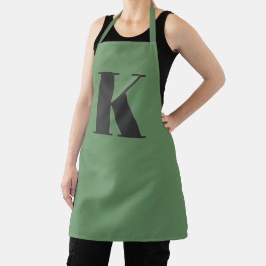 イニシャル文字 |モノグラムモダントレンディーセージ緑 エプロン (インサイチュ)