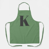 イニシャル文字 |モノグラムモダントレンディーセージ緑 エプロン (正面)