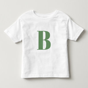 イニシャル文字  モノグラムモダントレンディーセージ緑 トドラーTシャツ