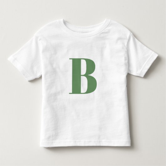 イニシャル文字 |モノグラムモダントレンディーセージ緑 トドラーTシャツ (正面)