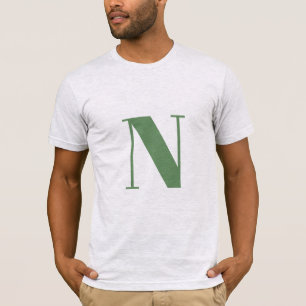 イニシャル文字 モノグラムモダントレンディーセージ緑 Tシャツ