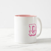 イニシャル文字 |モノグラムモダントレンディーブルーカラー ツートーンマグカップ (正面右)