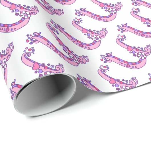 イニシャル文字Uモノグラムピンクパーソナライズされたラップ ラッピングペーパー (ロールコーナー)