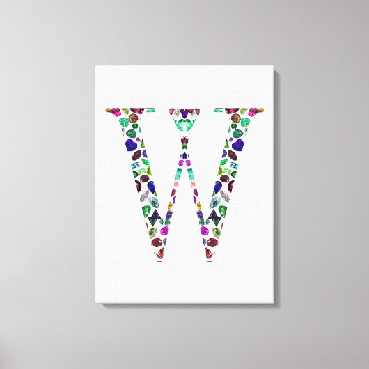 イニシャル文字W キャンバスプリント (正面)