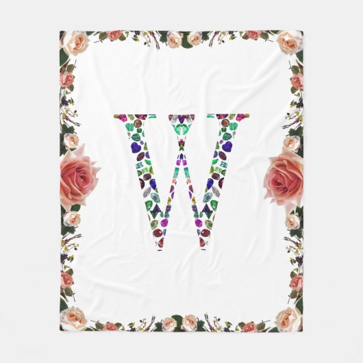 イニシャル文字W フリースブランケット (正面)
