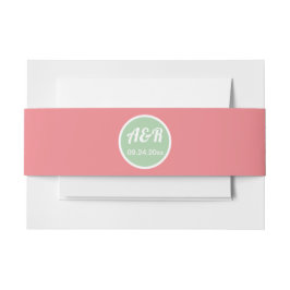 イニシャル桃とミントグリーン結婚ズ 招待状ベリーバンド