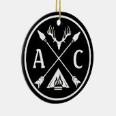 イニシャル素朴アドベンチャーラウンドエンブレム セラミックオーナメント (右)