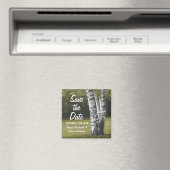 イニシャル素朴樺の木ツリー結婚式の日付を保存 マグネット (インサイチュ (食洗機))