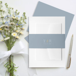 イニシャル結婚の日付ダスティブルーID1045 招待状ベリーバンド