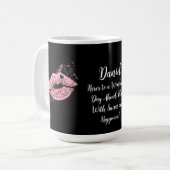 イニシャル編集可能モノグラムメザエ&フォトブラック コーヒーマグカップ (正面左)