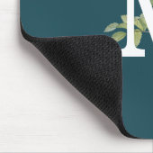 イニシャル背景フローラターコイズ かわいらし マウスパッド (コーナー)