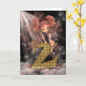 イニシャル誕生日カードZかわいい小さな妖精 カード (黄色い花)